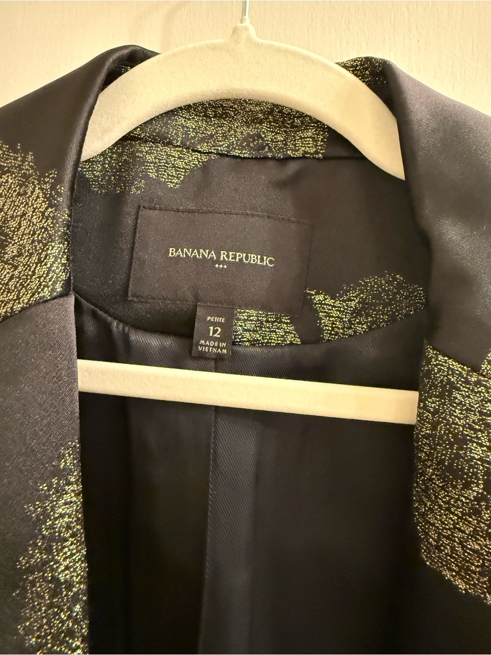 Banana Republic Metallic Floral Black Blazer 12 Petite - super elegant ! - Picture 4 of 5
